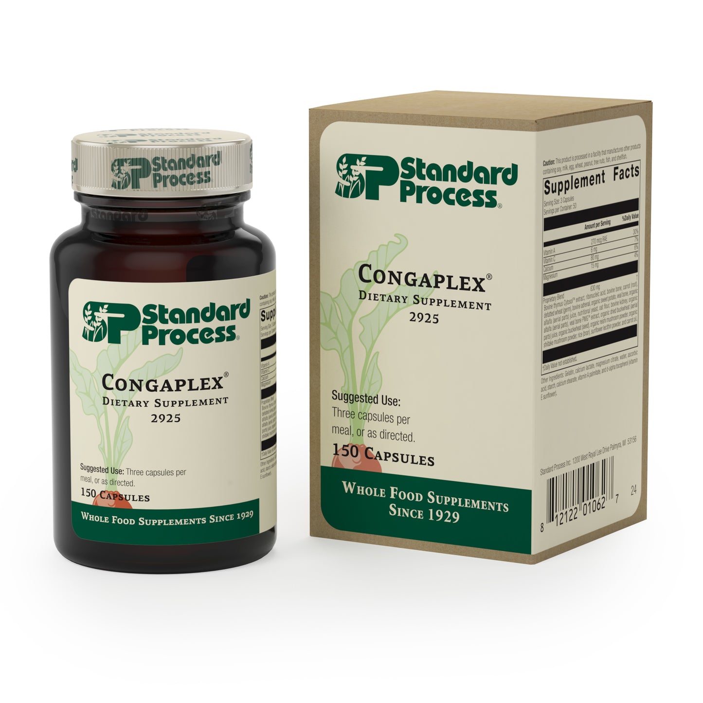 Standard Process Congaplex - Whole Food RNA Supplement, Antioxidant, Immune Support with Thymus, Shiitake, Reishi Mushroom Powder, Organic Sweet Potato, Wheat Germ, Vitamin A and More - 150 Capsules