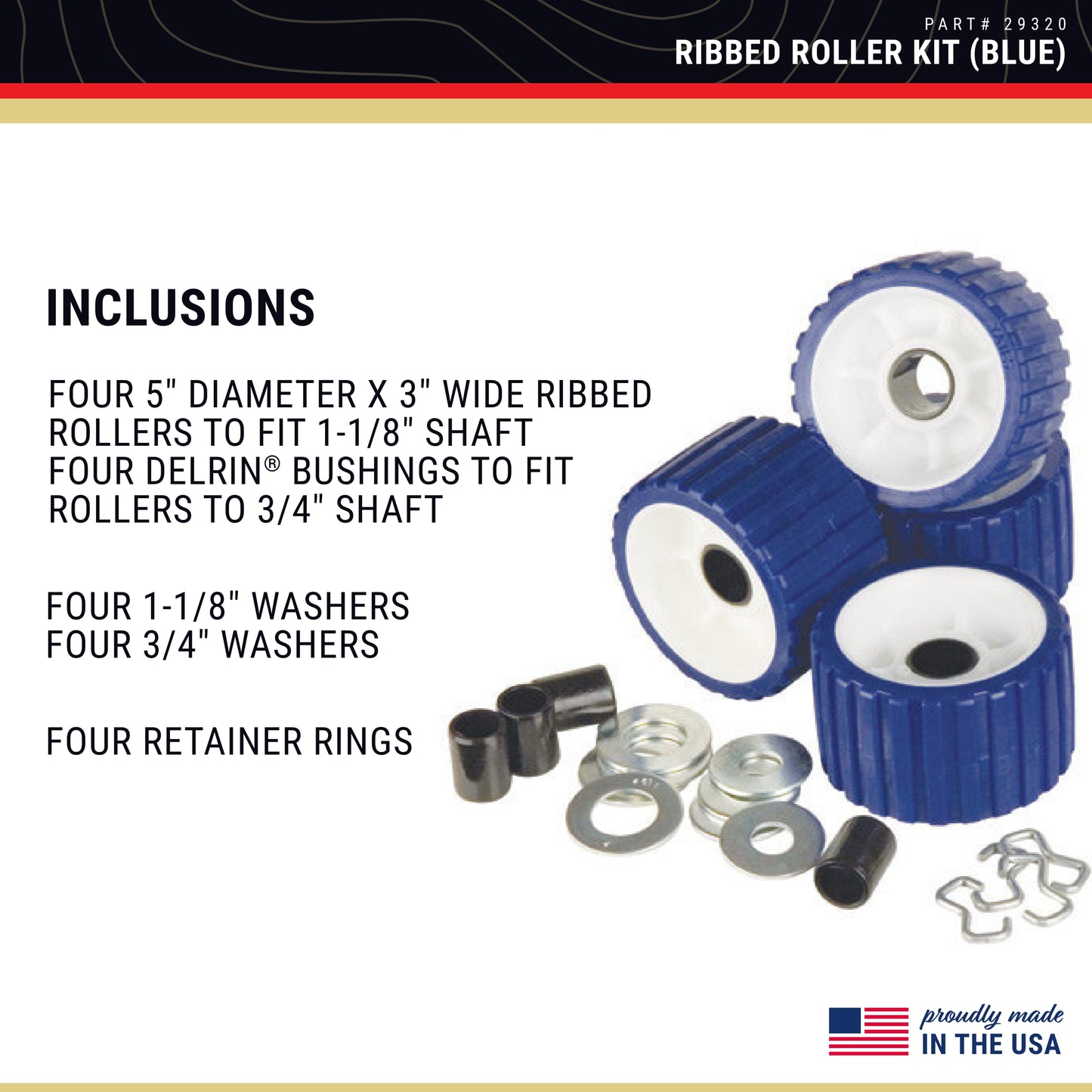 CE Smith - 29320 Ribbed Roller Kit - Blue