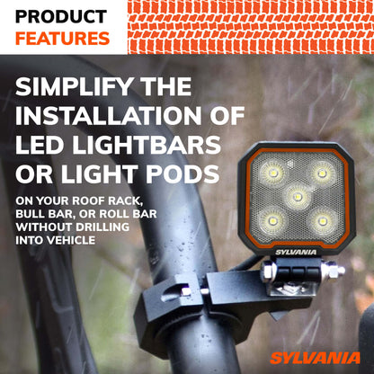 SYLVANIA Universal Bar Mount Bracket Clamp Kit for LED Lights and Accessories, Fits Tubes Measuring 1", 1.5", 1.75" & 2" inch Diameter
