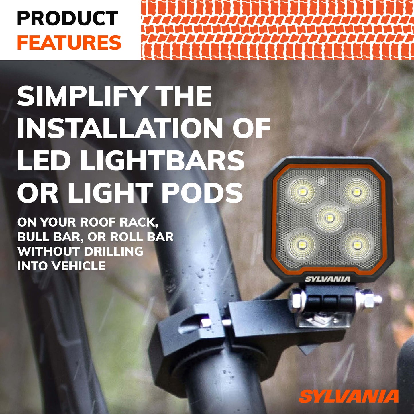 SYLVANIA Universal Bar Mount Bracket Clamp Kit for LED Lights and Accessories, Fits Tubes Measuring 1", 1.5", 1.75" & 2" inch Diameter