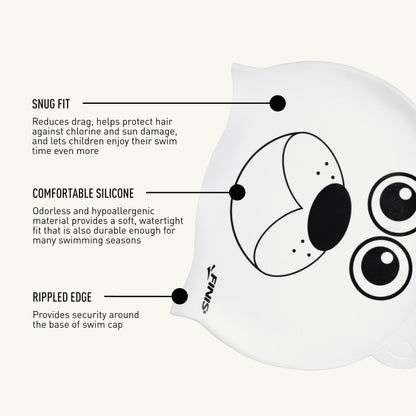 FINIS Animal Head Swim Cap, Polar Bear