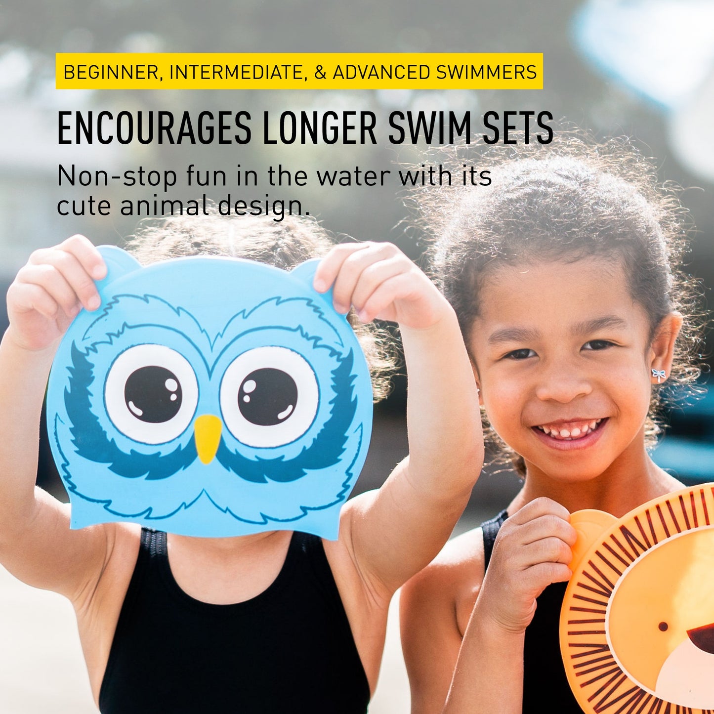 FINIS Animal Heads Kids Swim Cap, Owl