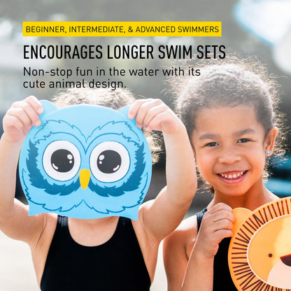 FINIS Animal Heads Kids Swim Cap, Owl