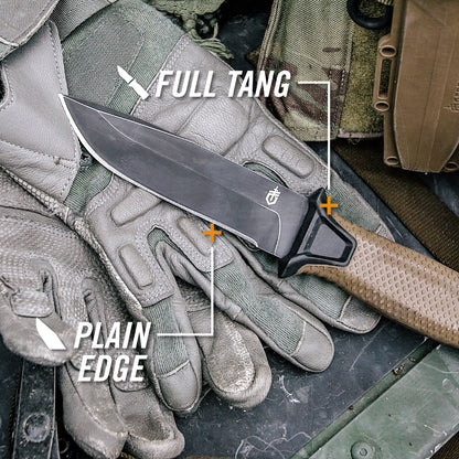 GERBER StrongArm Fixed Blade Knife with Serrated Edge - Coyote Brown