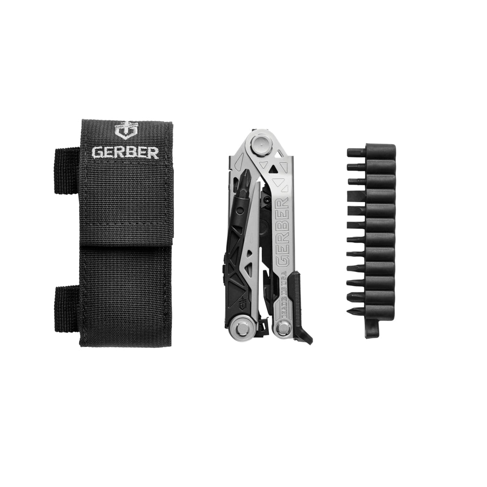 Gerber Gear 30-001194N Center-Drive Multitool with Bit Set, and Sheath, Silver/Black, Standard Bit Set