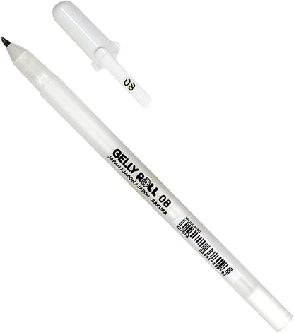 SAKURA - Pigma Micron Fineliner Pens, Archival Black Ink, Assorted Tip Sizes, 8 Pack 30067 + SAKURA - Gelly Roll Classic Gel Pens, Medium Tip, Opaque White Ink, 6 Pack 57488