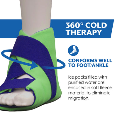 Brownmed Polar Ice Foot and Ankle Wrap, Cold Therapy Ice Pack, Universal Size (Color May Vary) - Made in USA