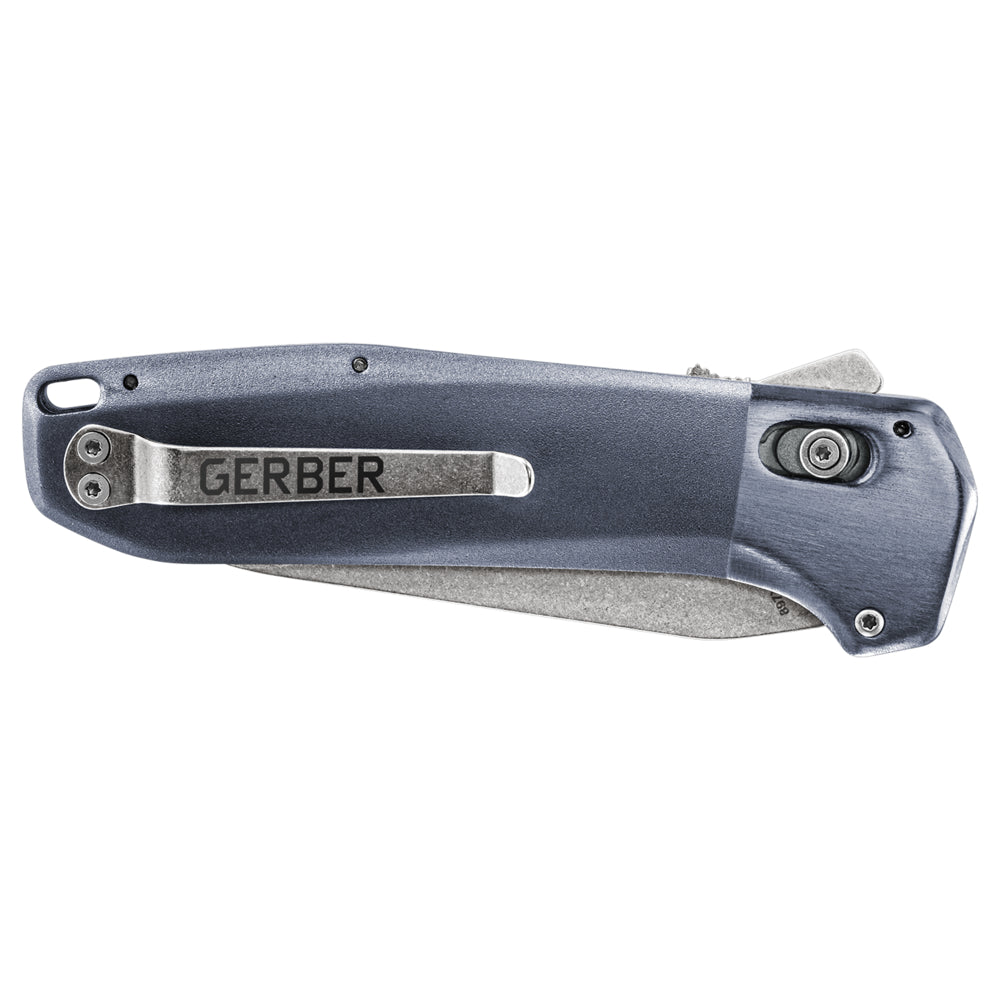 Gerber Gear Highbrow Plain Edge Drop Point Assited Opening Knife, Urban Blue [31-003673]