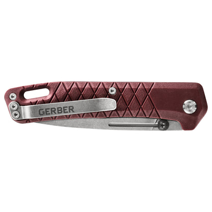 Gerber Gear Zilch Folding Pocket Knife, 3.1 Inch Plain Edge Blade, Drab Red