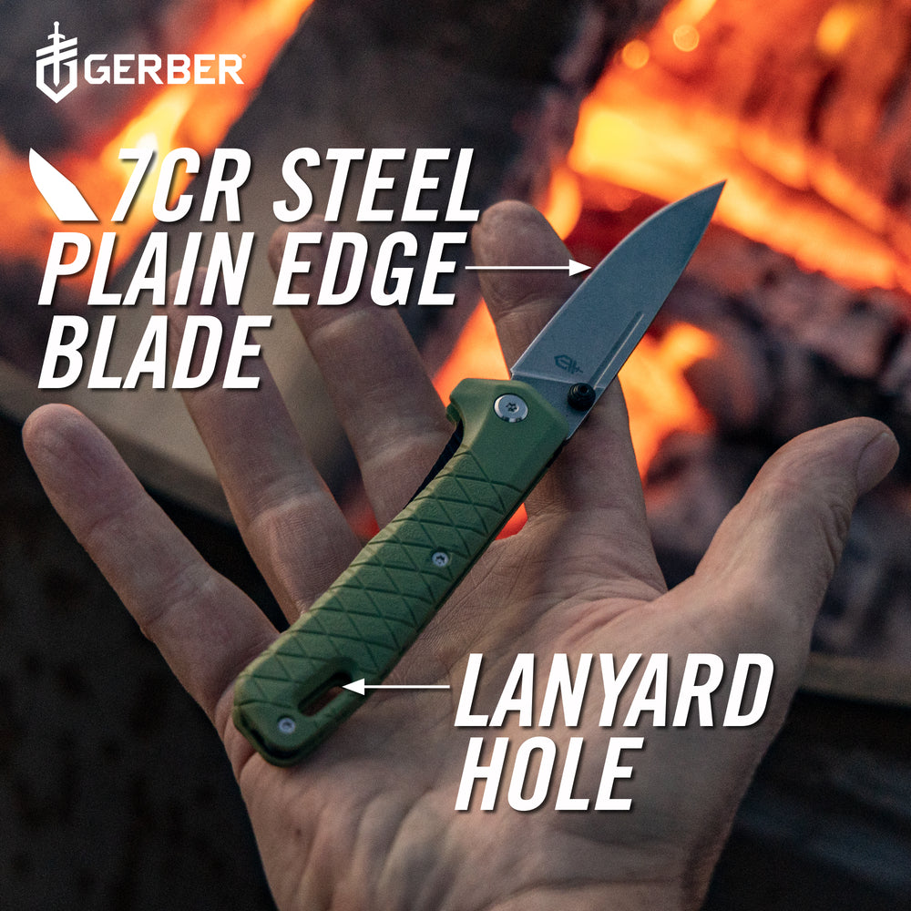 Gerber Gear Zilch Folding Pocket Knife, 3.1 Inch Plain Edge Blade, Drab Red
