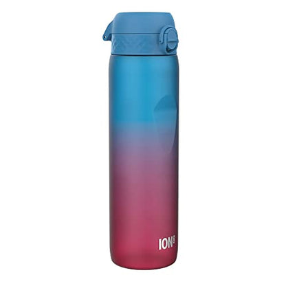 Ion8 Sport/Bike Water Bottle - Leakproof and BPA-free Water Bottle - Fits in Lunch Boxes, Handbags, Car Cup Holders, Backpacks, 34 oz/1000 ml (Pack of 1) - OneTouch 2.0 - Blue/Pink Motivator 2.0