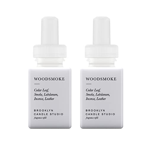 Pura and Brooklyn Candle Studio - Home Fragrance Scent for Air Diffusers - Aromatherapy Scents for Bedrooms & Living Rooms Scents for Smart Home Diffusers - 2 Pack - Woodsmoke