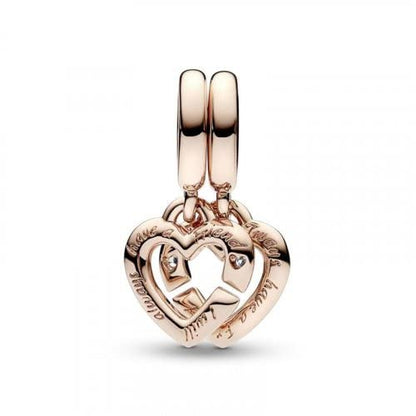 PANDORA Linked Sister Hearts Split Dangle Charm 789538C01, With Gift Box