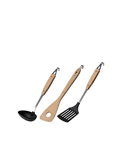 Snow Peak Kitchen Tool Set - Cooking Utensil Kit - Nylon Spatula, Nylon Ladle, Bamboo Spatula