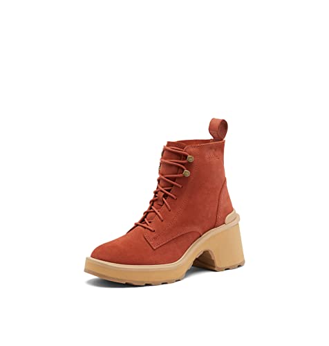 SOREL Women's Hi-Line Heel Lace Boot - Warp Red, Tawny Buff - Size 8.5