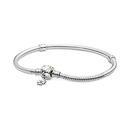 Pandora Moments Daisy Flower Clasp Snake Chain Bracelet, 8.3 in,With Gift Box