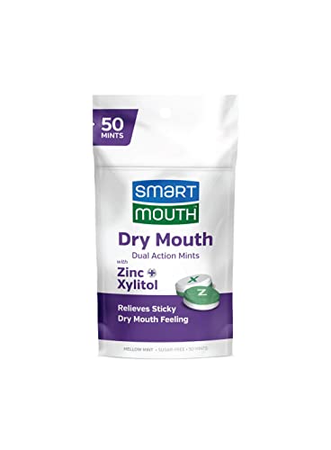 SmartMouth Dry Mouth Dual-Action Relief Mints, Breath Freshener, Sugar-Free Mint, 50 Ct, 8 Pack