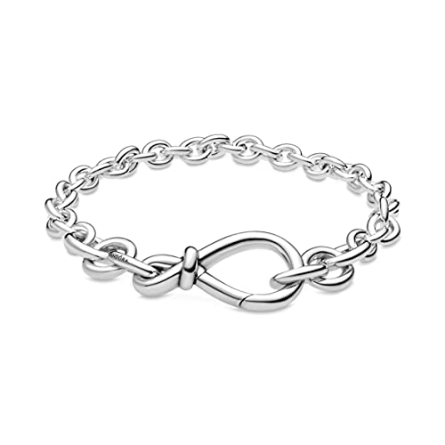 PANDORA Jewelry Chunky Infinity Knot Chain Bracelet for Women - Sterling Silver - 7.1", With Gift Box