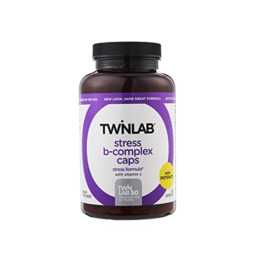 Twinlab Stress B-Complex Caps - High Potency Vitamin B Complex Capsules with Vitamin C 1000mg - Long-Lasting Energy, Immune Support, Stress Relief and Nerve Support - 250 Capsules