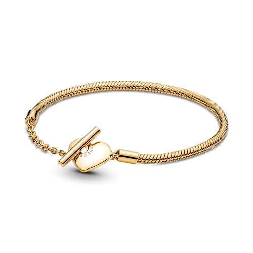Pandora Moments Heart T-Bar Snake Chain Bracelet, 6.7 in,With Gift Box