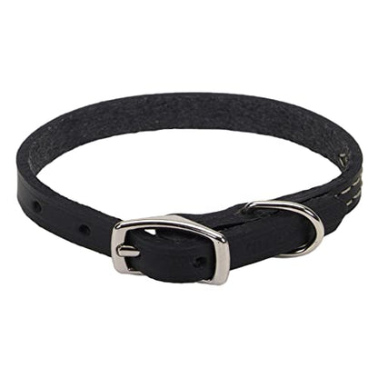 Coastal - Circle T - Oak Tanned Leather Town Dog Collar, Black, 5/8" x 16"