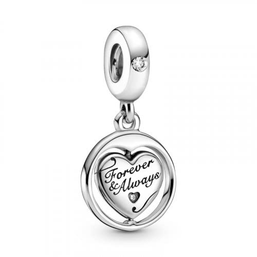 PANDORA Jewelry Spinning Forever & Always Soulmate Dangle Charm - Necklace or Bracelet Charm for Women - Sterling Silver with Cubic Zirconia, With Gift Box