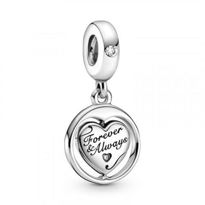 PANDORA Jewelry Spinning Forever & Always Soulmate Dangle Charm - Necklace or Bracelet Charm for Women - Sterling Silver with Cubic Zirconia, With Gift Box