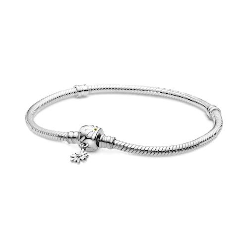 Pandora Moments Daisy Flower Clasp Snake Chain Bracelet, 6.3 in,With Gift Box
