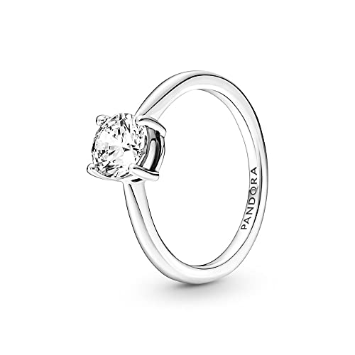 PANDORA Jewelry Sparkling Solitaire Ring for Women - Sterling Silver with Cubic Zirconia - Size 9, With Gift Box