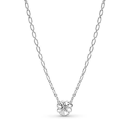 Pandora Blue Pansy Flower Pendant Necklace, With Gift Box