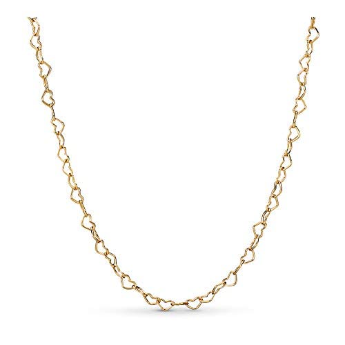 PANDORA Joined Hearts 18k Gold Plated Shine Collection Necklace, Size: 60cm, 23.6 inches - 367961-60, With Gift Box