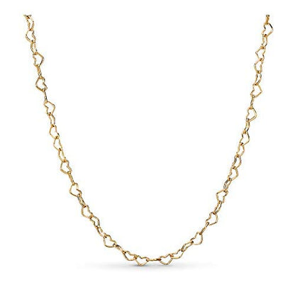 PANDORA Joined Hearts 18k Gold Plated Shine Collection Necklace, Size: 60cm, 23.6 inches - 367961-60, With Gift Box