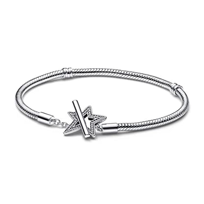 PANDORA Moments Asymmetric Star T-bar Snake Chain Bracelet, 20 CM, With Gift Box