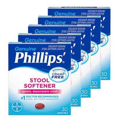 Phillips' Stool Softener Liquid Gels 30 Liquid Gels (Pack of 5)
