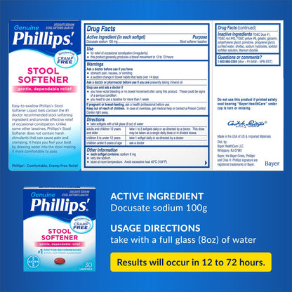 Phillips' Stool Softener Liquid Gels 30 Liquid Gels (Pack of 5)