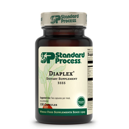Standard Process Diaplex - Whole Food Bowel, Pancreas, Metabolism, Antioxidant, Gallbladder Support and Blood Sugar Support with Pepsin, Betaine Hydrochloride, Soy Protein -150 Capsules