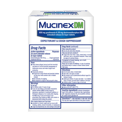Mucinex DM 12 Hr Expectorant & Cough Suppressant Tablets, 100 ct. (Pack of 3)