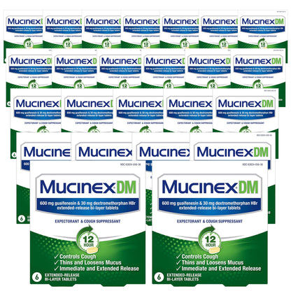 Mucinex DM 12-Hour Expectorant and Cough Suppressant Tablets, 6 ct (Pack of 24)