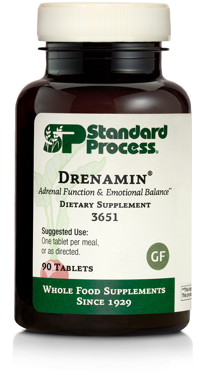 Standard Process Drenamin - Whole Food Antioxidant, Adrenal Support and Immune Support with Shitake, Alfalfa, Rice Bran, Riboflavin, Calcium Lactate, Choline - 90 Tablets
