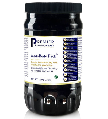 Premier Research Premier Medi-Body Pack, Elegant Cleansing Body Pack with Thermal Effect, Unique Clay/ Botanical Formula, 12 Oz (336 G)