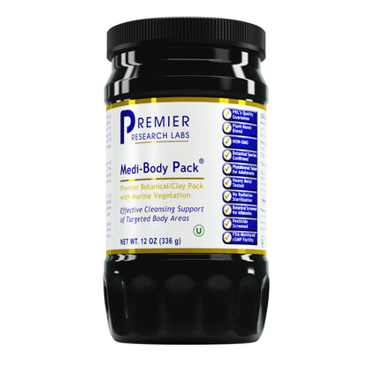 Premier Research Premier Medi-Body Pack, Elegant Cleansing Body Pack with Thermal Effect, Unique Clay/ Botanical Formula, 12 Oz (336 G)