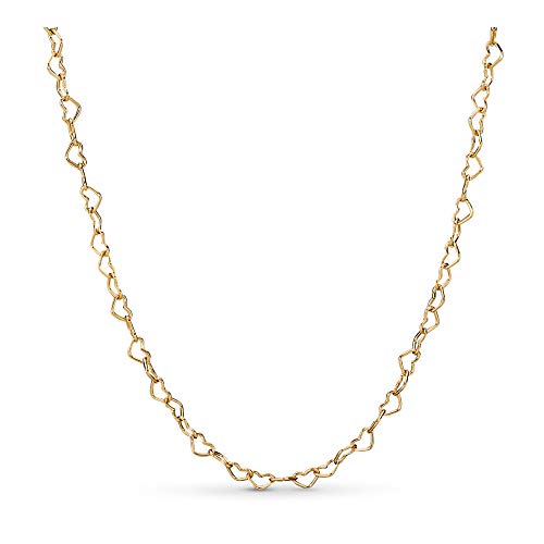 PANDORA Joined Hearts 18k Gold Plated Shine Collection Necklace, Size: 60cm, 23.6 inches - 367961-60, With Gift Box