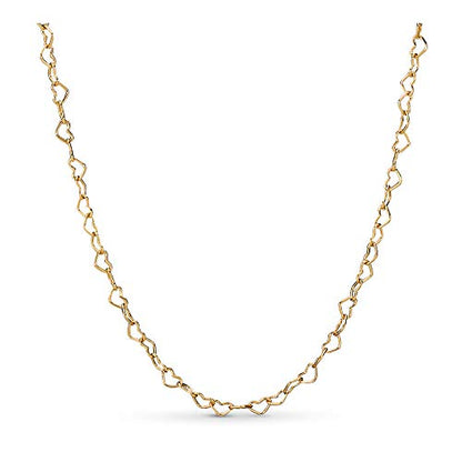 PANDORA Joined Hearts 18k Gold Plated Shine Collection Necklace, Size: 60cm, 23.6 inches - 367961-60, With Gift Box