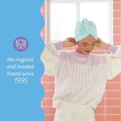 Turbie Twist Microfiber Hair Towel Wrap for Women and Men | 4 Pack | Quick Dry Turban for Drying Curly, Long & Thick Hair (Pink, Purple, Blue, Aqua)