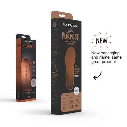Superfeet COPPER - Cushioning Memory Foam Arch Support Insole - 11.5-13 Men / 12.5-14 Women
