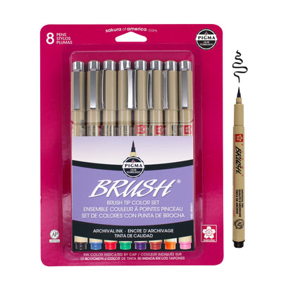 Sakura Archival Brush Pens, 8 Set, Colors May Vary, 8 Piece