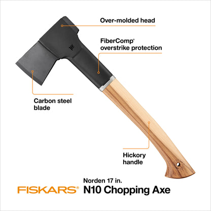 Fiskars Norden N10 Chopping Axe with Recycled Leather Sheath (17 in.)