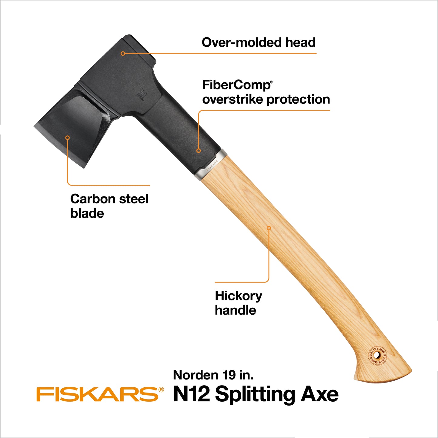 Fiskars Norden N12 Splitting Axe with Recycled Leather Sheath (19 in.)