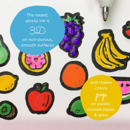 Sakura 38370 10-Piece Blister Card Glaze Assorted Color 3-Dimensional Glossy Ink Pen Set, Bright