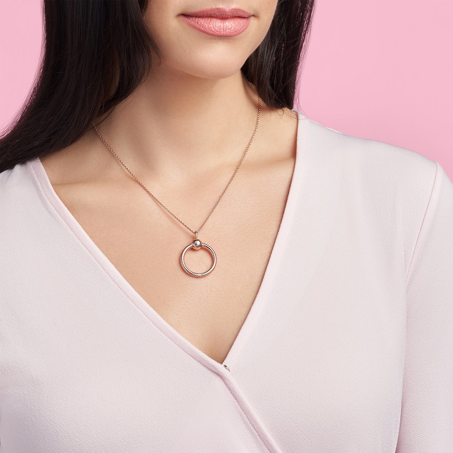 PANDORA Jewelry Small O Rose Pendant for Necklace, With Gift Box